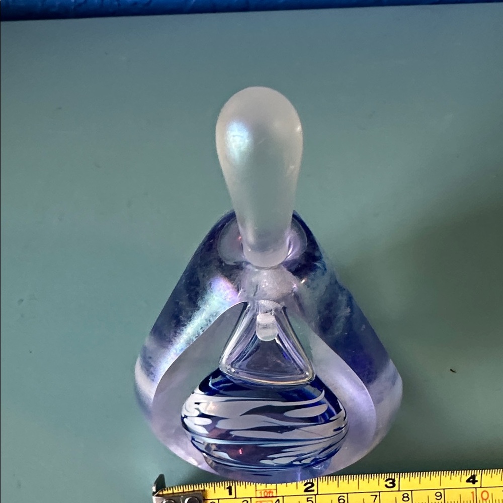 Signed Blue and Clear Swirl Art Glass Sculpture - Elegant Handblown Accent - Picture 7 of 9